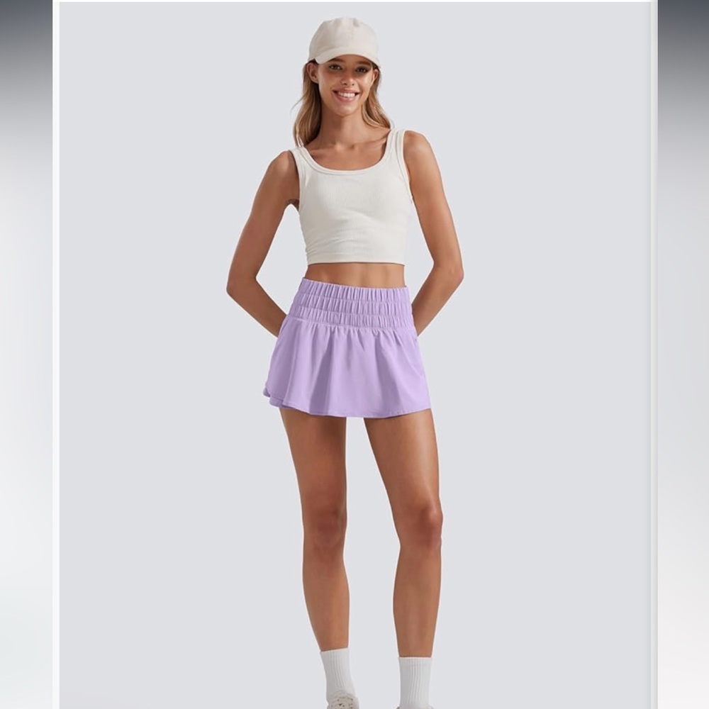 CRZ YOGA Lilac Elastic-Waist Athletic Skort.